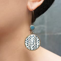 Hoop With Beads - Blue Vines