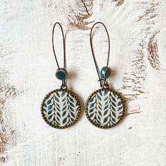 Hoop With Beads - Blue Vines
