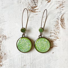 Hoop With Beads - Green Ceramic