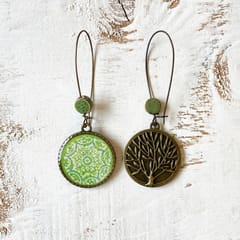 Hoop With Beads - Green Ceramic