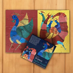 Puzzle 20 Pc Set Of 2 - Gond - Rooster And Hen