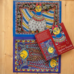 Puzzle 20 Pc Set Of 2 - Madhubani - Owl And Fish