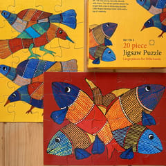 Puzzle 20 Pc Set Of 2 - Gond - Bird And Fish