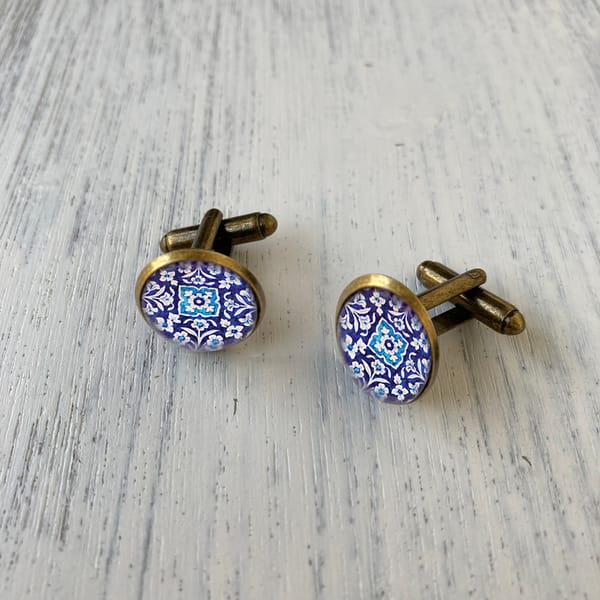 Cuff Links - Blue Pottery