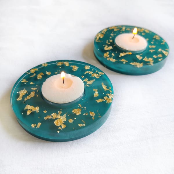 Resin Tea-Light Holders - Set of 2