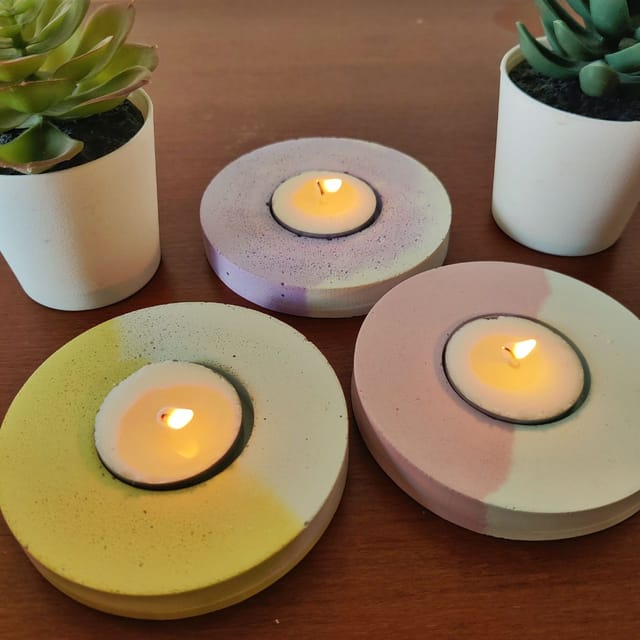 Concrete Tea-Light Holders - Set of 2