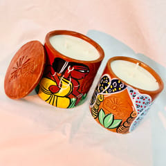 Set of 2 Scented Candles - Double Wick - Pattachitra Collection