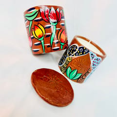 Set of 2 Scented Candles - Double Wick - Pattachitra Collection