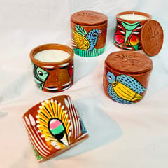 Set of 2 Scented Candles - Single Wick - Pattachitra Collection