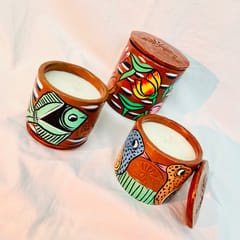 Set of 3 Scented Candles - Single Wick - Pattachitra Collection