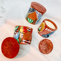 Set of 3 Scented Candles - Single Wick - Pattachitra Collection