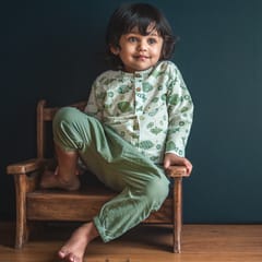 Fish Print Kurta + Mint Pants