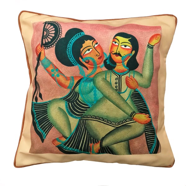 Cushion Cover - Kalighat Couple with Fan
