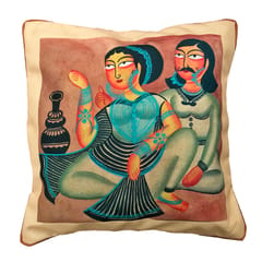 Cushion Cover - Kalighat Couple with Surahi