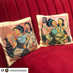 Cushion Cover - Kalighat Couple with Surahi