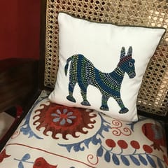 Cushion Cover - Bhil Horse Blue