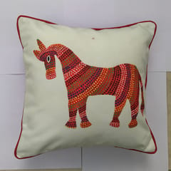 Cushion Cover - Bhil Horse Red