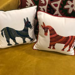 Cushion Cover - Bhil Horse Red