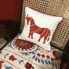 Cushion Cover - Bhil Horse Red
