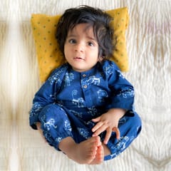 Zoo Print Indigo Kurta + Pants