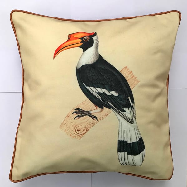 Cushion Cover - Mughal Miniature Hornbill