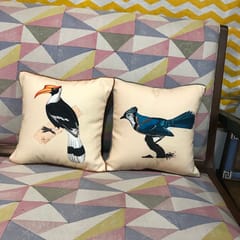 Cushion Cover - Mughal Miniature Hornbill