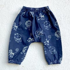 White Angrakha  + Zoo Print Indigo Pants