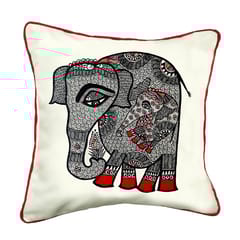 Cushion Cover - Madhubani Elephant Black Left