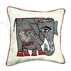 Cushion Cover - Madhubani Elephant Black Right