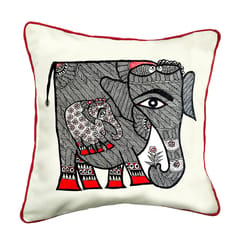 Cushion Cover - Madhubani Elephant Black Right