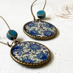 Hoop With Beads - Kashida Blue