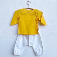 Yellow Angrakha  + White Pants