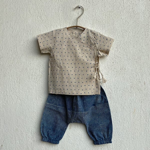 Indigo Raidana Angrakha + Indigo Check Pants