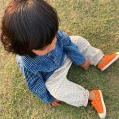 Zoo Bag - Indigo Check & Indigo Raidana Kurta + Raidana Pants