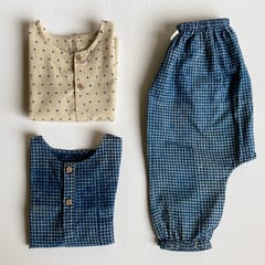 Zoo Bag - Indigo Raidana & Check Kurta + Check Pants