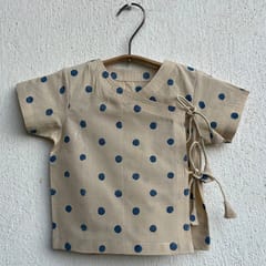 Indigo Beige Polka Angrakha + Polka Pants