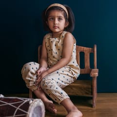 Indigo Beige Polka Jhabla + Polka Pants