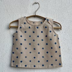 Indigo Beige Polka Jhabla + Polka Pants