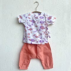 Koi Peach Print Angrakha + Pants