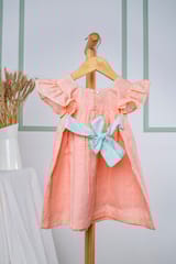Peachy Peach Flower Embroidered Dress