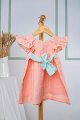 Peachy Peach Flower Embroidered Dress