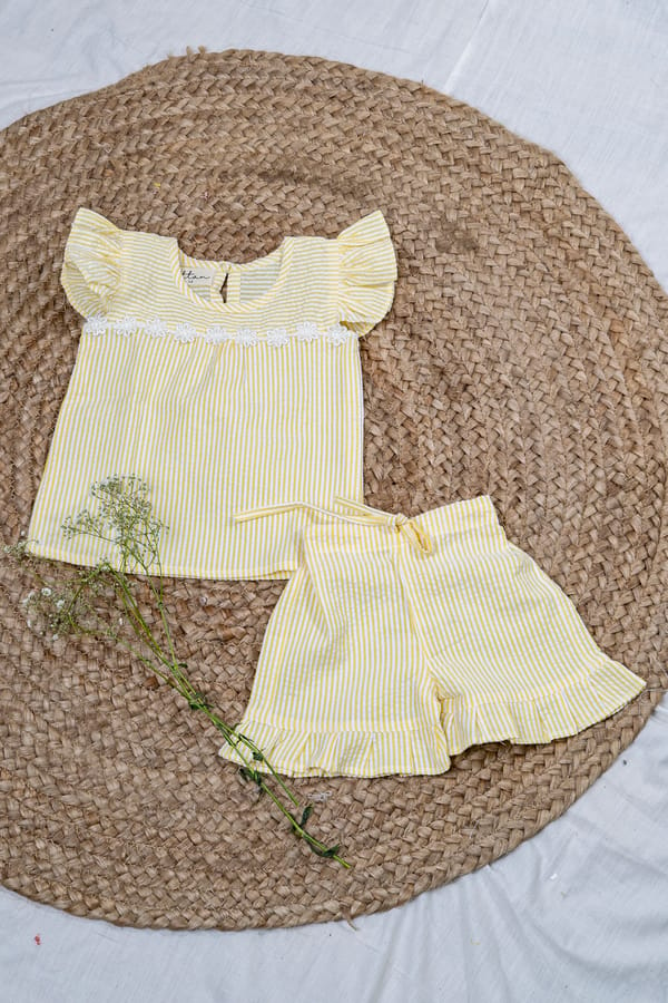 Yellow Pina Colada Top & Shorts Set