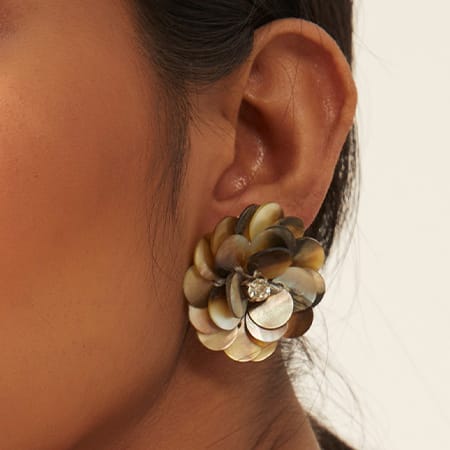 Gold Floral Mother of Pearl Studs