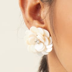 White Floral Mother of Pearl Studs
