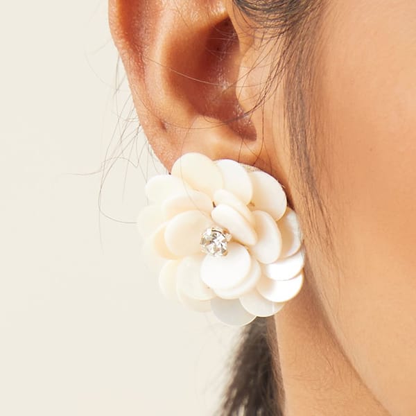 White Floral Mother of Pearl Studs