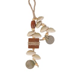 Wood, Cowry & Old Coin Bag Charm