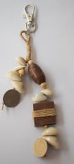Wood, Cowry & Old Coin Bag Charm