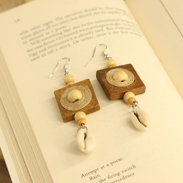 Wood Cowry Earrings