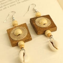 Wood Cowry Earrings