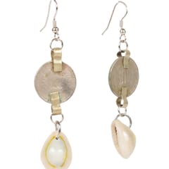 Repurposed Coin & Cowry Shell Danglers